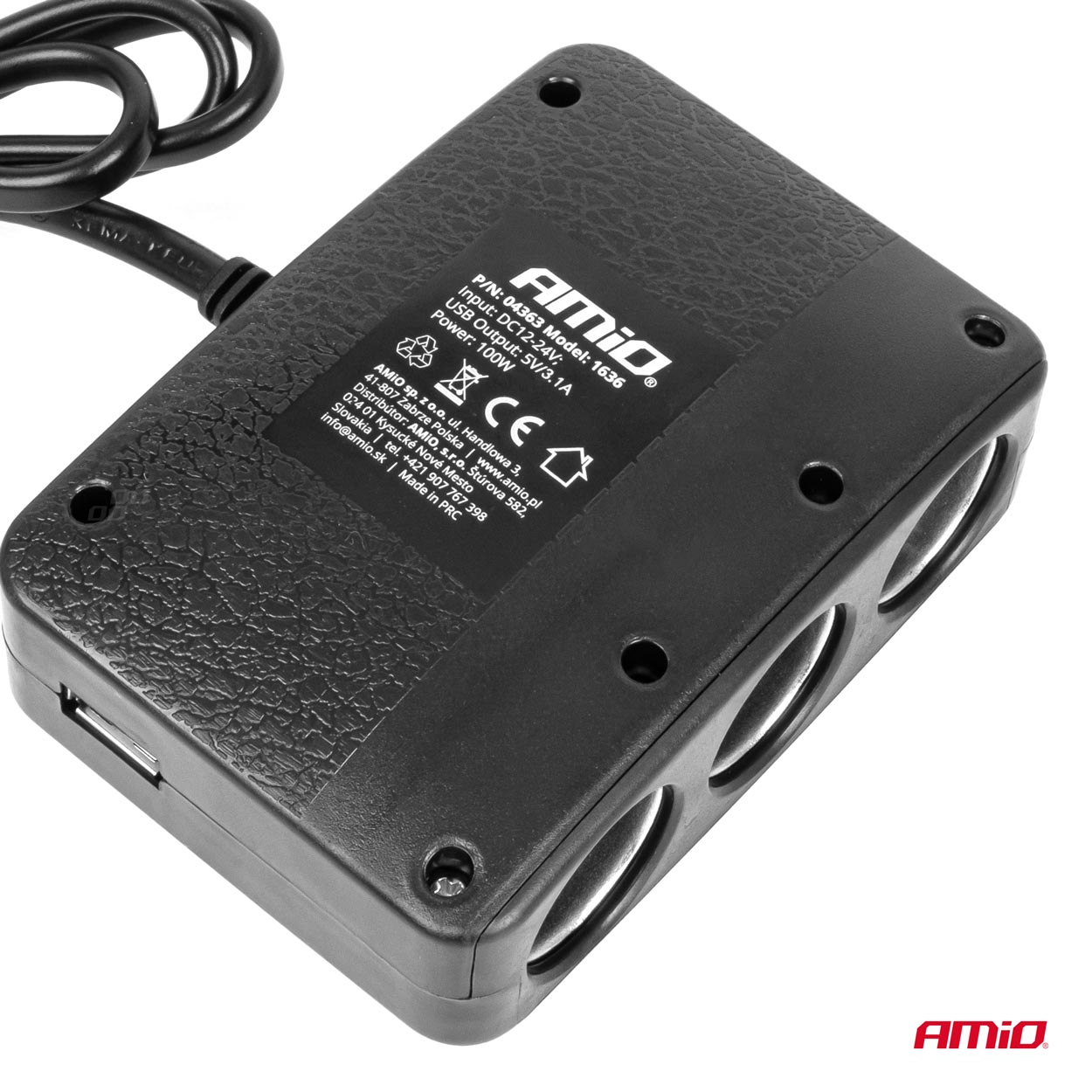 Εικόνα 5 από 7 — Amio – ΑΝΤΑΠΤΟΡΑΣ ΑΝΑΠΤΗΡΑ 12/24V 100W ΜΑΥΡΟΣ/3 ΘΕΣΕΙΣ/2xUSB-A /ΚΟΥΜΠΙ ON-OFF/ΕΝΔΕΙΞΗ LED/ΚΑΛΩΔΙΟ 70cm – 1 Τεμ. (04363/AM)
