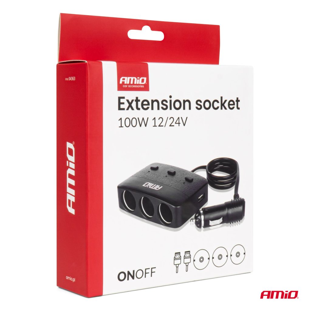 Εικόνα 7 από 7 — Amio – ΑΝΤΑΠΤΟΡΑΣ ΑΝΑΠΤΗΡΑ 12/24V 100W ΜΑΥΡΟΣ/3 ΘΕΣΕΙΣ/2xUSB-A /ΚΟΥΜΠΙ ON-OFF/ΕΝΔΕΙΞΗ LED/ΚΑΛΩΔΙΟ 70cm – 1 Τεμ. (04363/AM)