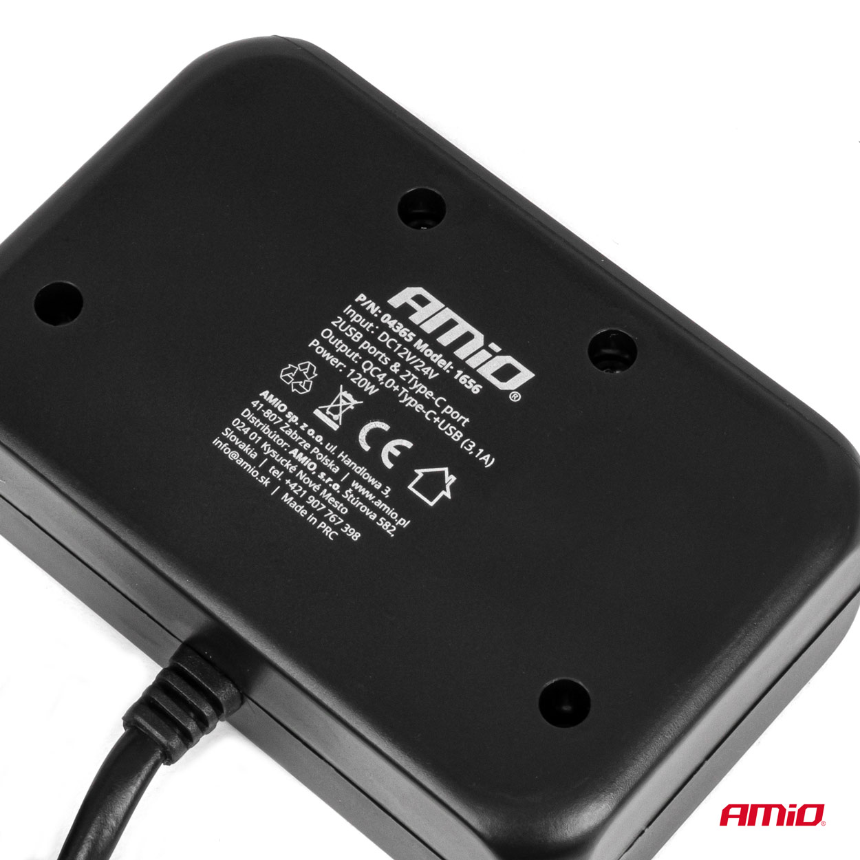 Εικόνα 4 από 8 — Amio – ΑΝΤΑΠΤΟΡΑΣ ΑΝΑΠΤΗΡΑ 12/24V 120W ΜΑΥΡΟΣ/3 ΘΕΣΕΙΣ/1xUSB-A+1xUSB-C QC 4.0 ΤΑΧΕΙΑΣ ΦΟΡΤΙΣΗΣ/ΚΑΛΩΔΙΟ 80cm – 1 Τεμ. (04365/AM)