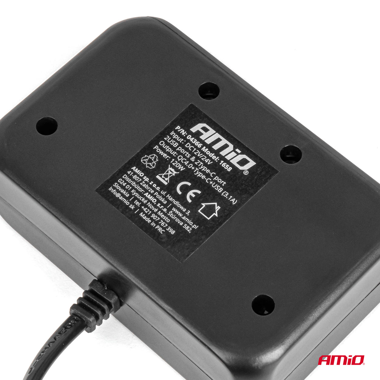 Εικόνα 5 από 7 — Amio – ΑΝΤΑΠΤΟΡΑΣ ΑΝΑΠΤΗΡΑ 12/24V 120W ΨΗΦΙΑΚΟΣ ΜΑΥΡΟΣ/3 ΘΕΣΕΙΣ/2xUSB-A + 1xUSB-C QC 4.0 ΜΕ ΚΑΛΩΔΙΟ 80cm – 1 Τεμ. (04366/AM)