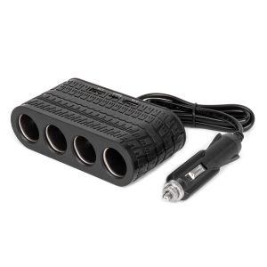 Amio - ΑΝΤΑΠΤΟΡΑΣ ΑΝΑΠΤΗΡΑ 12/24V 120W ΜΑΥΡΟΣ - 4 ΘΕΣΕΙΣ - 2xUSB-A + 1xUSB-C - ΚΑΛΩΔΙΟ 80cm - 1 Τεμ. (04367/AM)