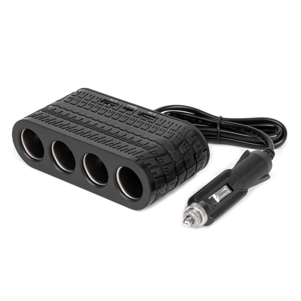Εικόνα 1 από 7 — Amio – ΑΝΤΑΠΤΟΡΑΣ ΑΝΑΠΤΗΡΑ 12/24V 120W ΜΑΥΡΟΣ – 4 ΘΕΣΕΙΣ – 2xUSB-A + 1xUSB-C – ΚΑΛΩΔΙΟ 80cm – 1 Τεμ. (04367/AM)