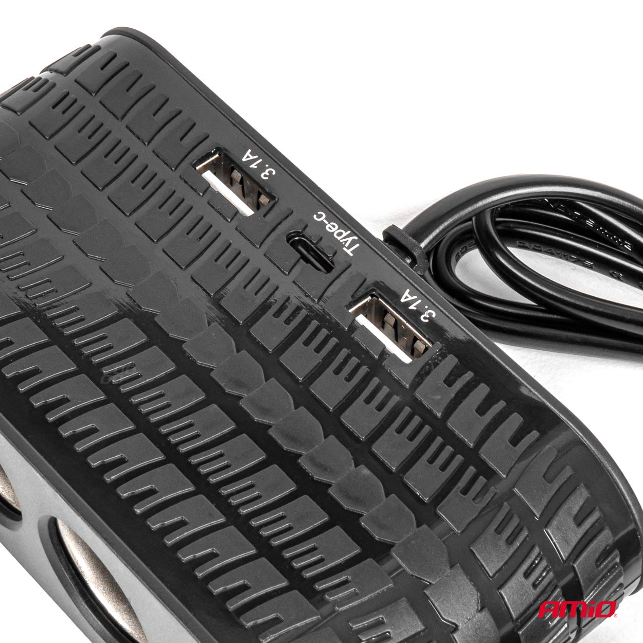 Εικόνα 4 από 7 — Amio – ΑΝΤΑΠΤΟΡΑΣ ΑΝΑΠΤΗΡΑ 12/24V 120W ΜΑΥΡΟΣ – 4 ΘΕΣΕΙΣ – 2xUSB-A + 1xUSB-C – ΚΑΛΩΔΙΟ 80cm – 1 Τεμ. (04367/AM)