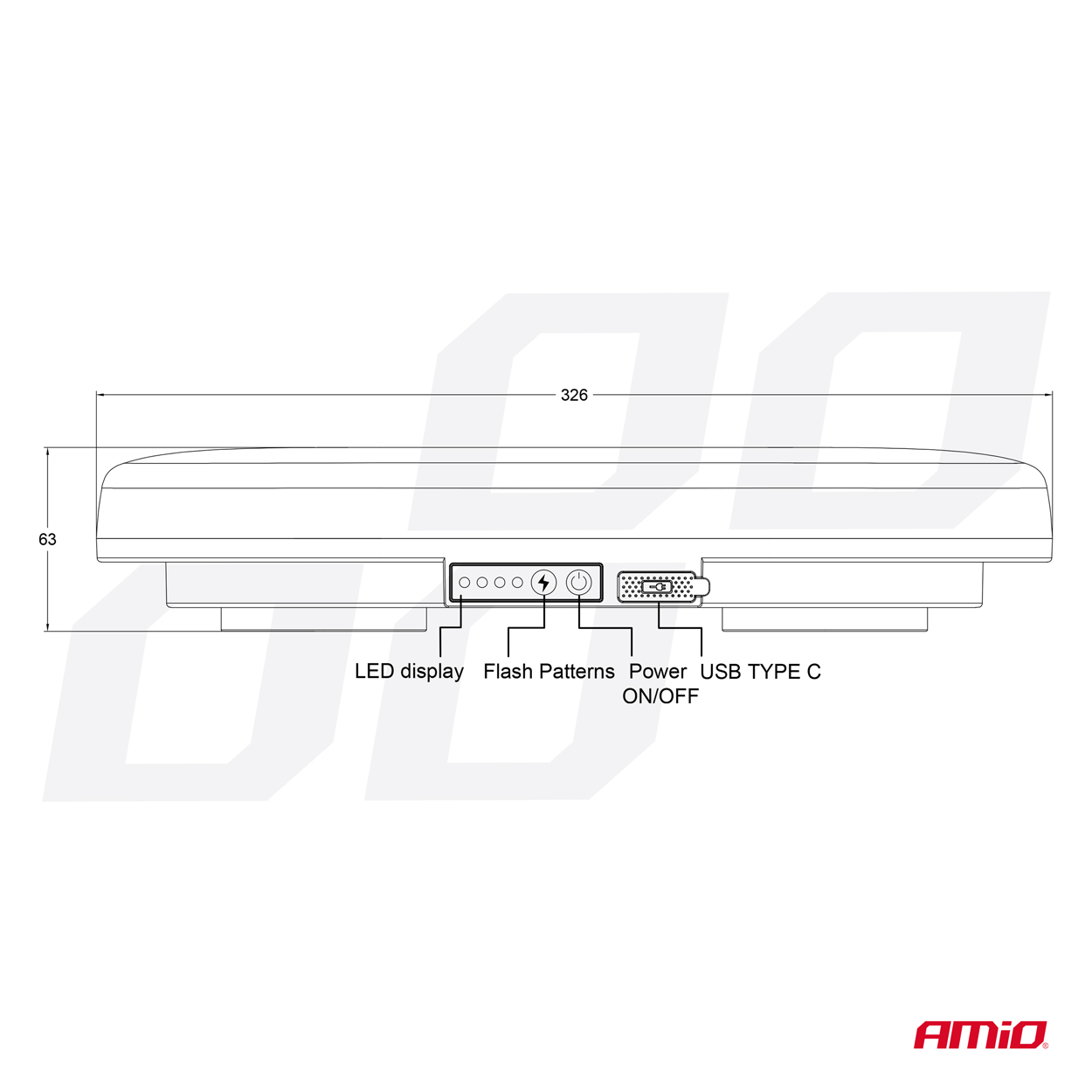 Εικόνα 13 από 14 — Amio – ΦΑΡΟΣ/ΣΤΡΟΜΠΟ ΜΠΑΡΑ R65 R10 12/24V 26W LED ΠΟΡΤΟΚΑΛΙ 10 ΧΡΗΣΕΩΝ ΜΕ ΜΑΓΝΗΤΙΚΗ ΒΑΣΗ 326x186x63mm – 1 ΤΕΜ. (04369/AM)