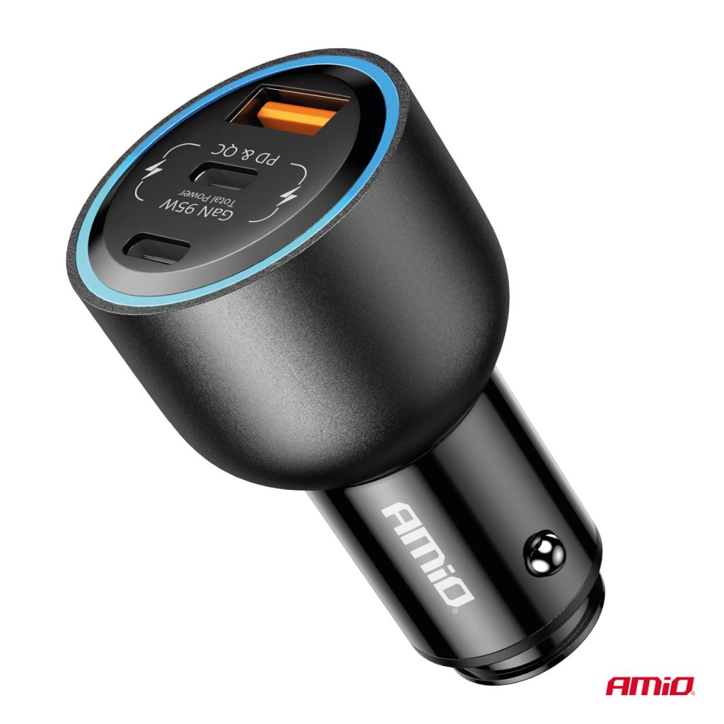Εικόνα 3 από 5 — Amio – ΦΟΡΤΙΣΤΗΣ ΑΝΑΠΤΗΡΑ 12/24V ΜΕ 2 ΘΥΡΕΣ USB-C/USB-A 95W 5V/3A ΤΑΧΕΙΑΣ ΦΟΡΤΙΣΗΣ ΑΛΟΥΜΙΝΙΟ/ΜΑΥΡΟΣ – 1 Τεμ. (04372/AM)