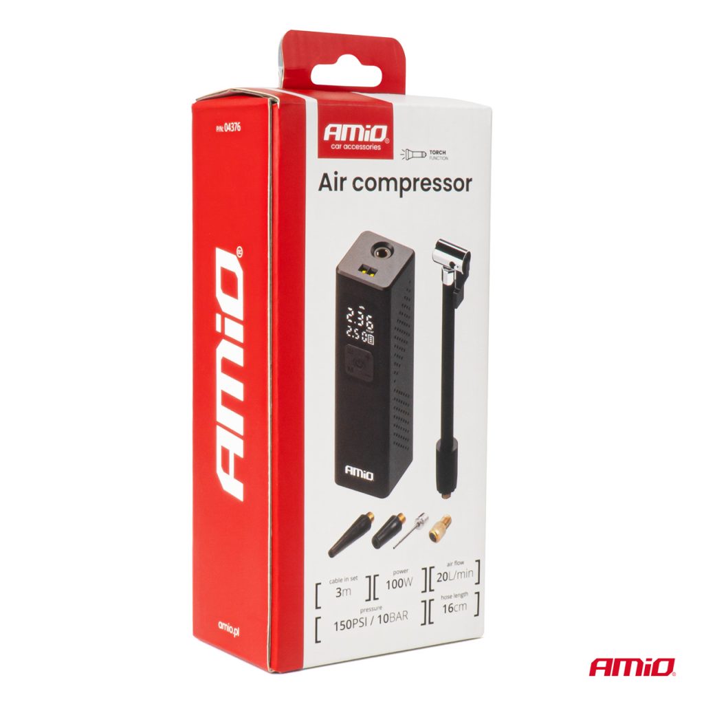 Εικόνα 14 από 14 — Amio – ΚΟΜΠΡΕΣΕΡ ΑΕΡΑ 12V 10BAR 150PSI 20L/MIN 100W ΜΕ ΨΗΦΙΑΚΗ ΟΘΟΝΗ & ΦΑΚΟ LED 1ΤΕΜ. (04376/AM)