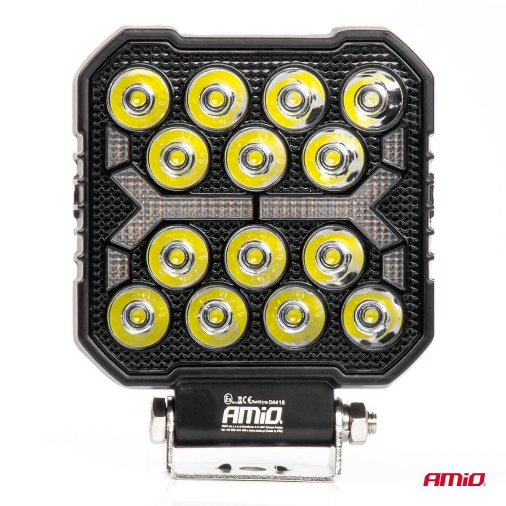 Εικόνα 6 από 8 — Amio – LED Λάμπα Εργασίας 42W 4200lm 6500K με Προειδοποιητικό Φως (Λευκό + Κίτρινο) – 9–36V Spot Αλουμινένια – 1 τεμ. – (04418/AM)