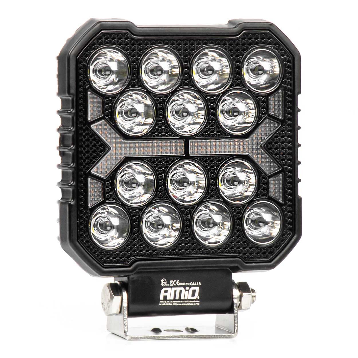 Εικόνα 1 από 8 — Amio – LED Λάμπα Εργασίας 42W 4200lm 6500K με Προειδοποιητικό Φως (Λευκό + Κίτρινο) – 9–36V Spot Αλουμινένια – 1 τεμ. – (04418/AM)
