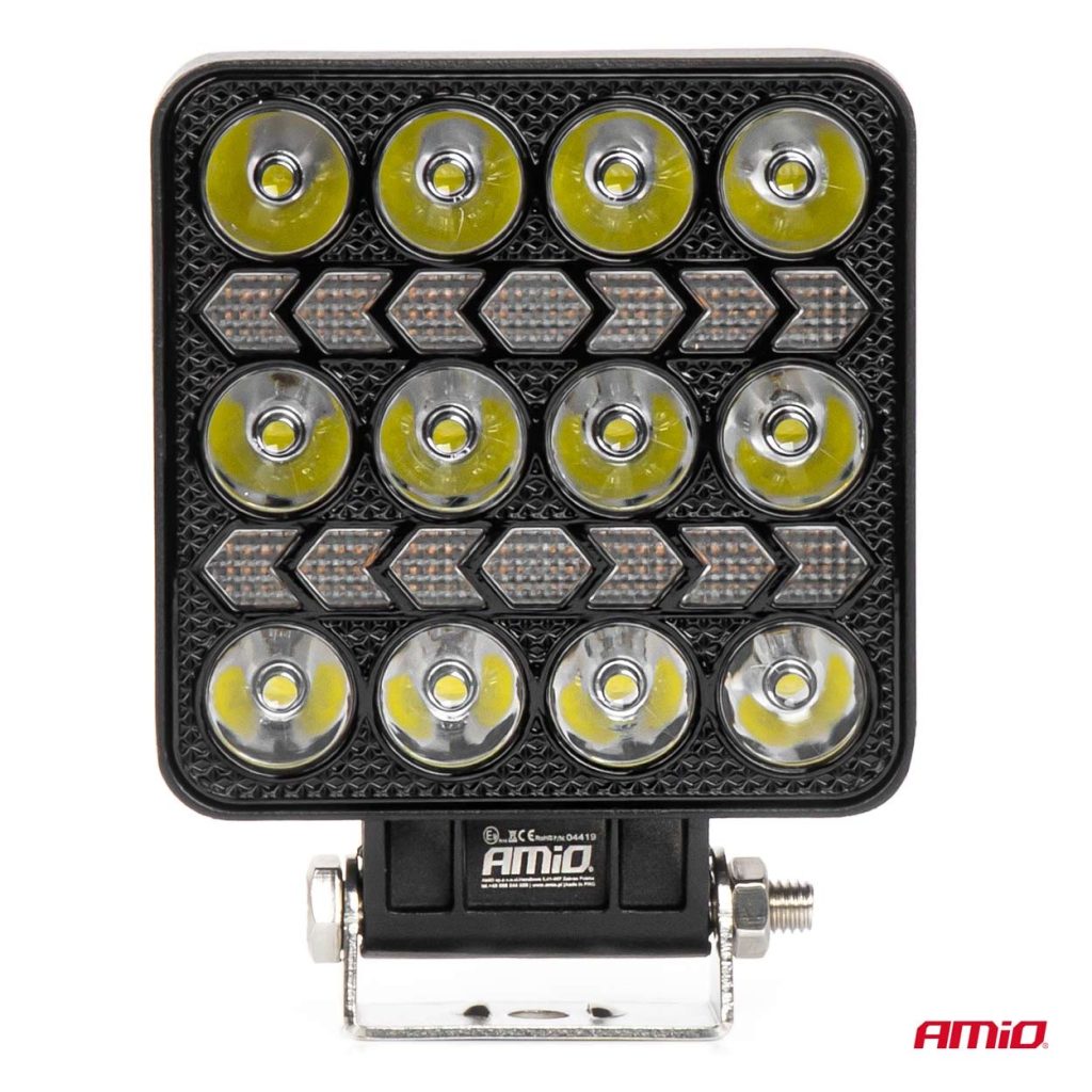 Εικόνα 6 από 8 — Amio – LED Λάμπα Εργασίας 36W 3600lm 6500K με Προειδοποιητικό Φως – 9–36V (Λευκό + Κίτρινο) Spot Αλουμινένια – 1 τεμ. – (04419/AM)
