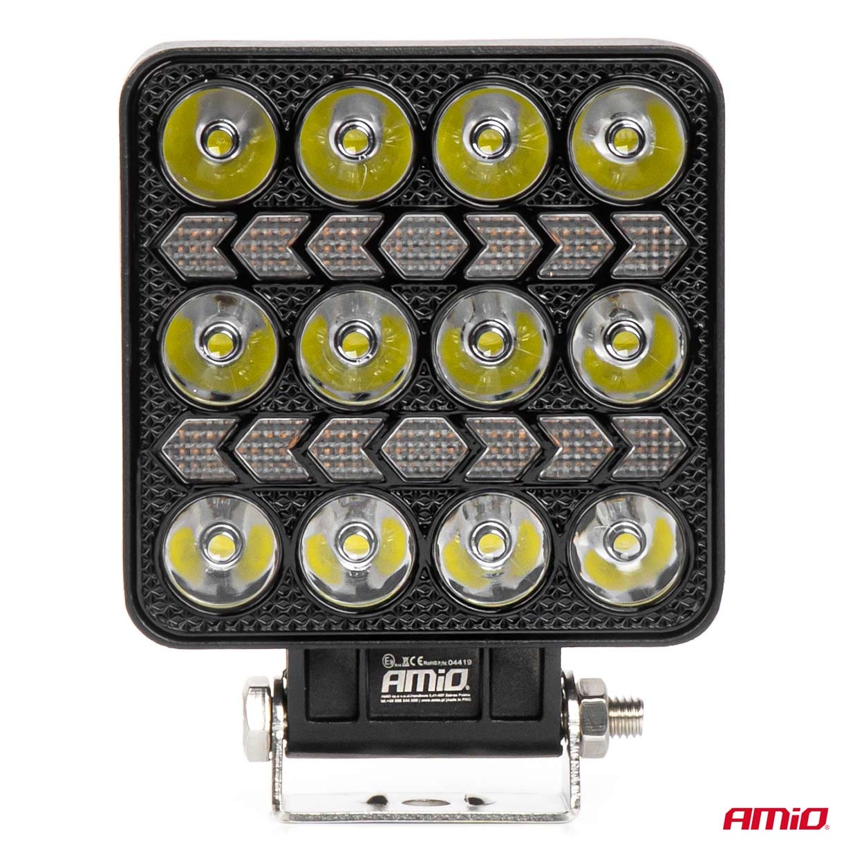 Εικόνα 6 από 8 — Amio – LED Λάμπα Εργασίας 36W 3600lm 6500K με Προειδοποιητικό Φως – 9–36V (Λευκό + Κίτρινο) Spot Αλουμινένια – 1 τεμ. – (04419/AM)