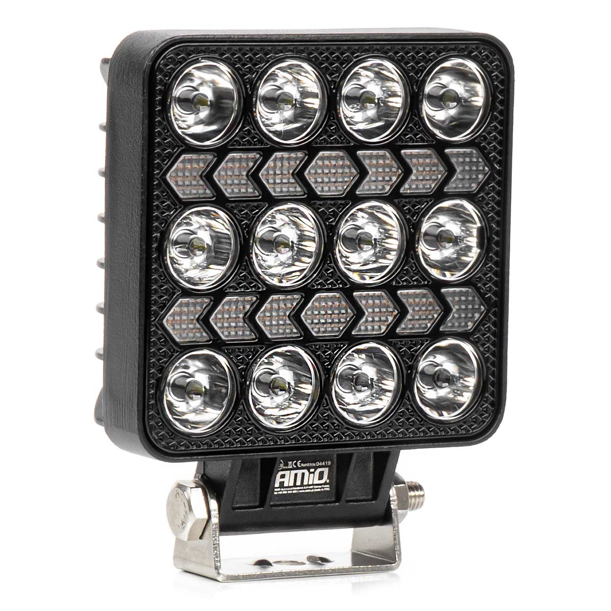 Εικόνα 1 από 8 — Amio – LED Λάμπα Εργασίας 36W 3600lm 6500K με Προειδοποιητικό Φως – 9–36V (Λευκό + Κίτρινο) Spot Αλουμινένια – 1 τεμ. – (04419/AM)