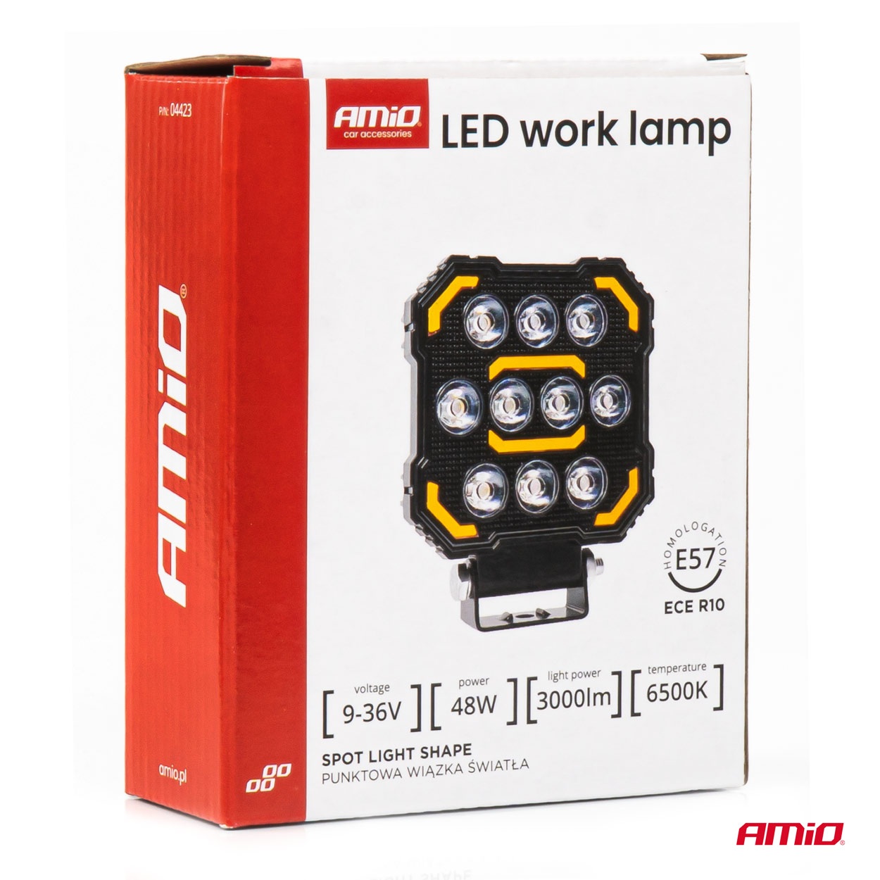 Εικόνα 8 από 8 — Amio – Προβολέας Εργασίας LED AWL79 SPOT 48W 3000lm 6500K με Λευκό + Κίτρινο φώς προειδοποίησης  9/36V – 1 τεμ. (04423/AM)