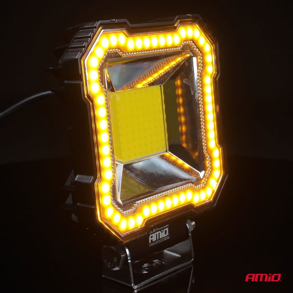Εικόνα 3 από 10 — Amio – Προβολέας Εργασίας LED AWL82 FLOOD 48W 3600lm 6500K με σταθερή Κίτρινη LED μπάρα – 9–36V – 1 τεμ. (04426/AM)