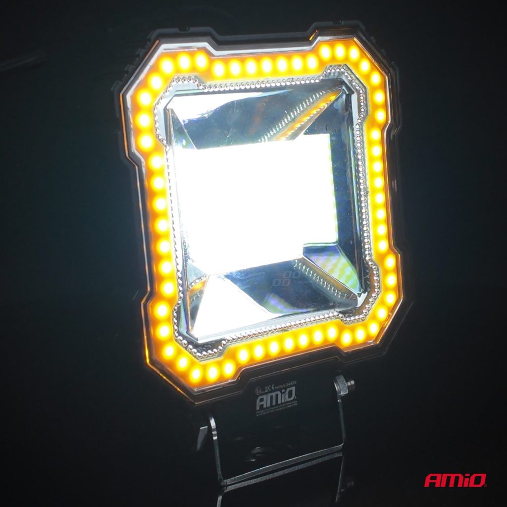 Εικόνα 4 από 10 — Amio – Προβολέας Εργασίας LED AWL82 FLOOD 48W 3600lm 6500K με σταθερή Κίτρινη LED μπάρα – 9–36V – 1 τεμ. (04426/AM)
