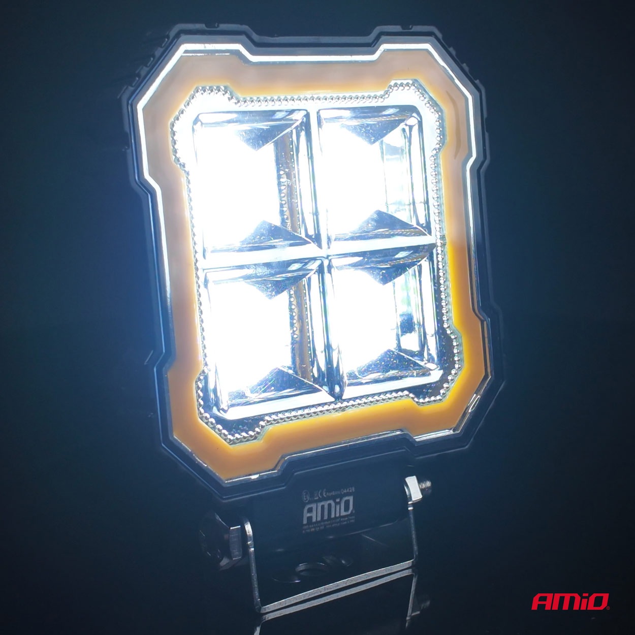 Εικόνα 3 από 9 — Amio – Προβολέας Εργασίας LED AWL84 FLOOD 48W 4800lm 6500K με σταθερή Κίτρινη LED μπάρα – 9–36V – 1 τεμ. (04428/AM)