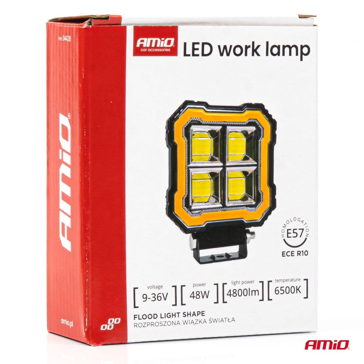 Εικόνα 9 από 9 — Amio – Προβολέας Εργασίας LED AWL84 FLOOD 48W 4800lm 6500K με σταθερή Κίτρινη LED μπάρα – 9–36V – 1 τεμ. (04428/AM)
