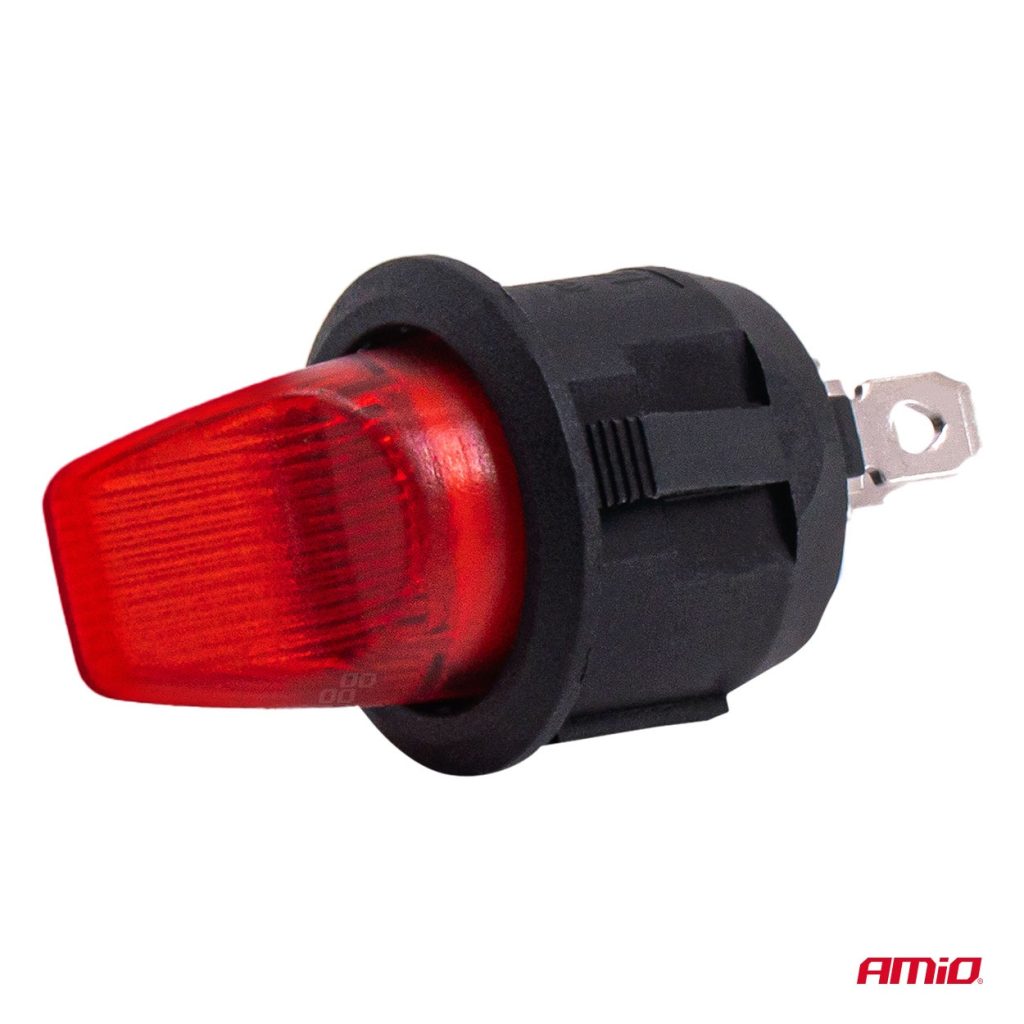 Εικόνα 3 από 6 — Amio – Διακόπτης Μοχλός 12V 20A με Κόκκινο Φωτισμό – Για Οχήματα & Βιομηχανικές Εφαρμογές – 1 τεμ. (04438/AM)