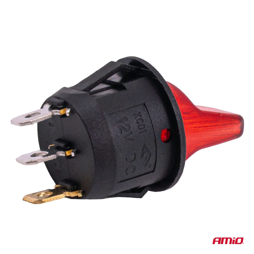 Εικόνα 4 από 6 — Amio – Διακόπτης Μοχλός 12V 20A με Κόκκινο Φωτισμό – Για Οχήματα & Βιομηχανικές Εφαρμογές – 1 τεμ. (04438/AM)