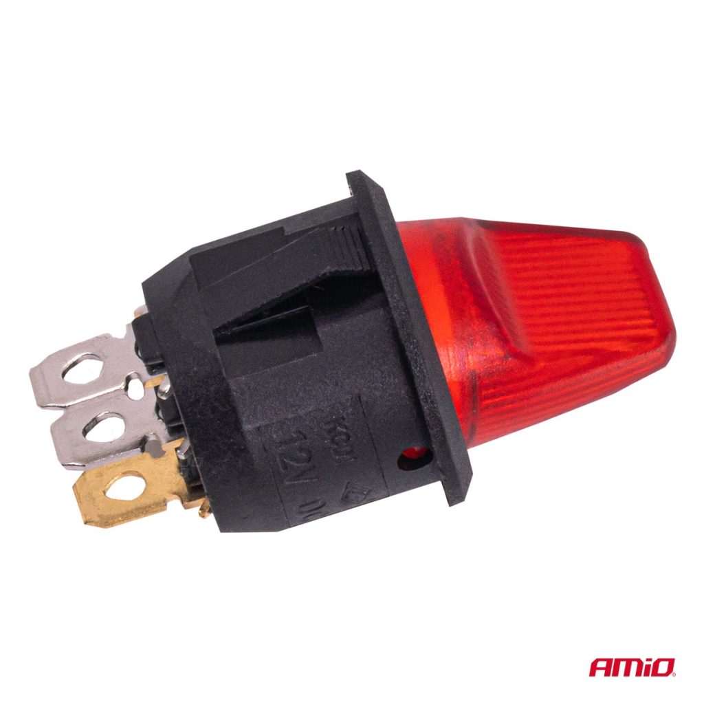 Εικόνα 5 από 6 — Amio – Διακόπτης Μοχλός 12V 20A με Κόκκινο Φωτισμό – Για Οχήματα & Βιομηχανικές Εφαρμογές – 1 τεμ. (04438/AM)