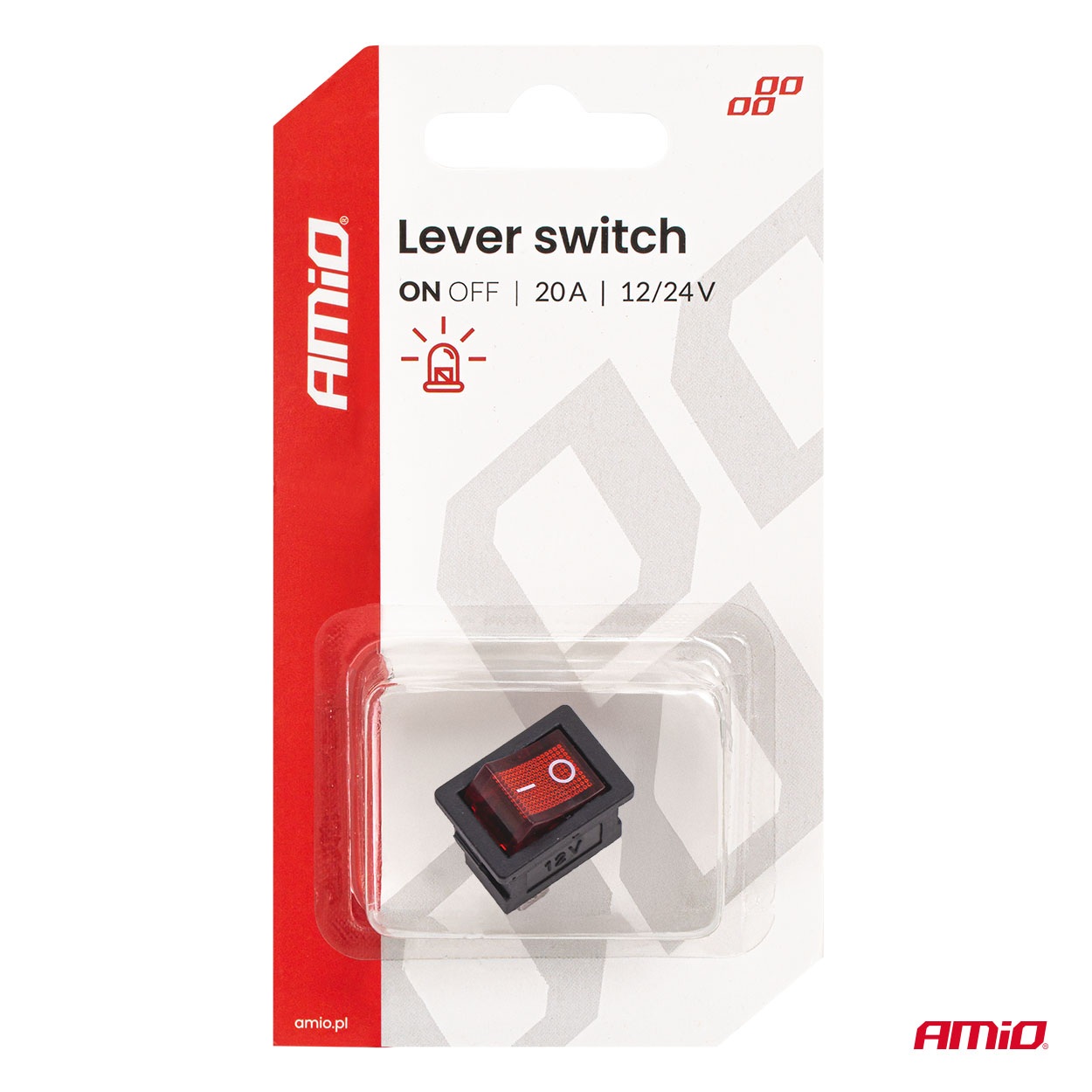 Εικόνα 5 από 5 — Amio – Διακόπτης Rocker 12/24V 20A με Κόκκινο Φωτισμό – Για Οχήματα & Βιομηχανικές Εφαρμογές – 1 τεμ. (04440/AM)