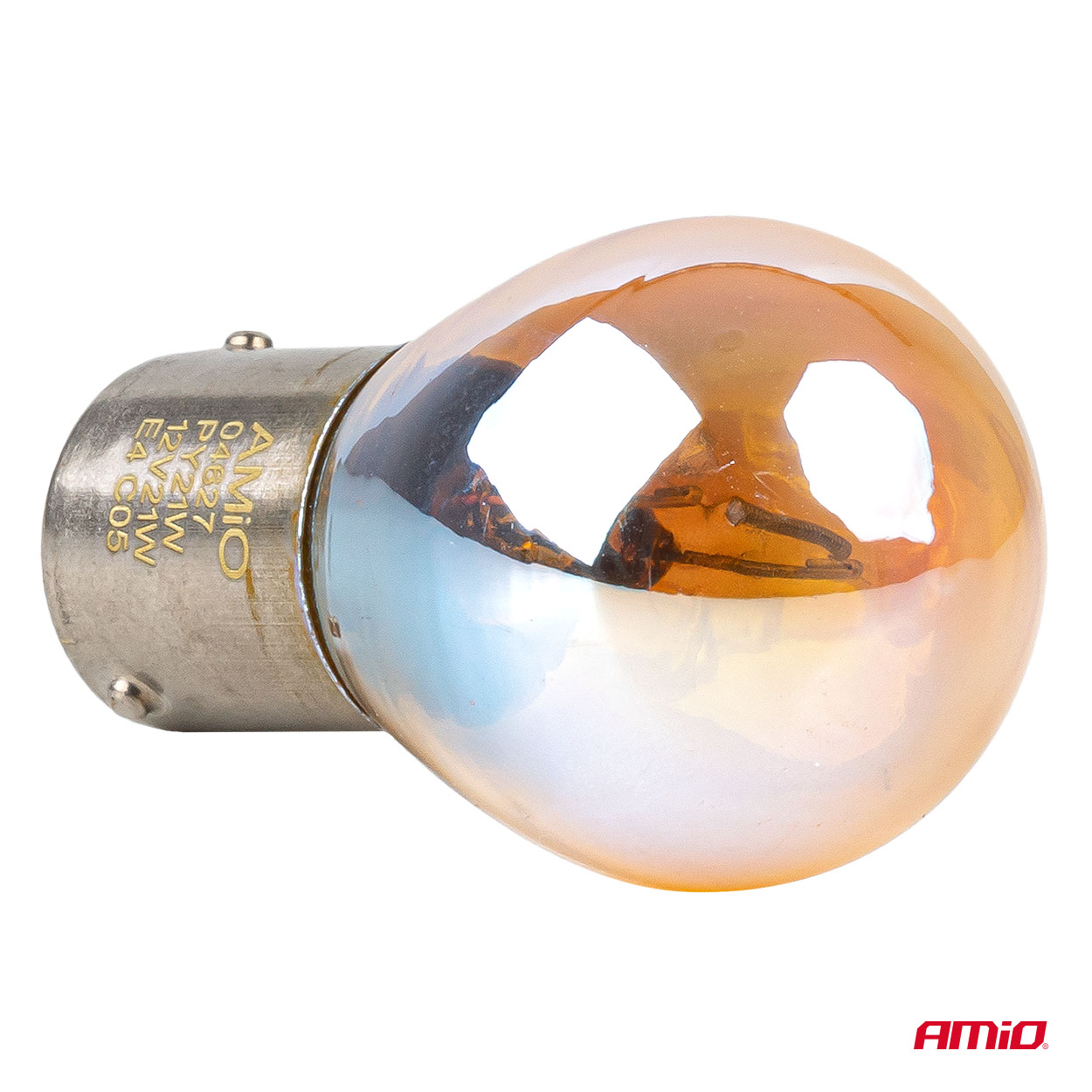 Εικόνα 3 από 6 — Amio – Λάμπες Αλογόνου PY21W BAU15s 12V 21W Πορτοκαλί/Χρώμιο Lumitec για Φλας & Καθαρή Σήμανση – Σετ 2 Τεμ. (04627/AM)