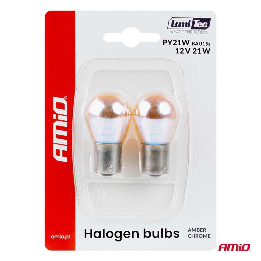 Εικόνα 5 από 6 — Amio – Λάμπες Αλογόνου PY21W BAU15s 12V 21W Πορτοκαλί/Χρώμιο Lumitec για Φλας & Καθαρή Σήμανση – Σετ 2 Τεμ. (04627/AM)