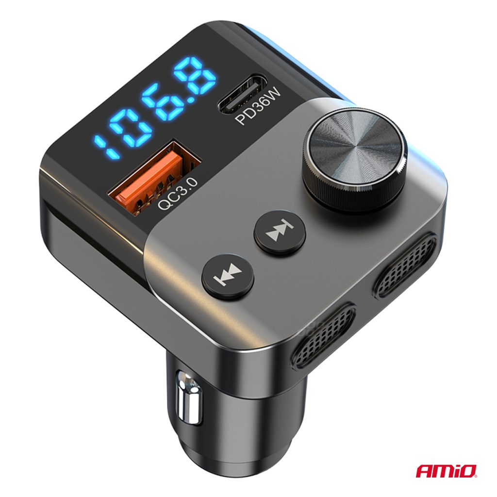 Εικόνα 6 από 10 — Amio – FM Transmitter Αναπτήρα τύπου FMT01 τάση λειτουργίας για Επιβατικά Αυτοκίνητα και Φορτηγά με 1xUSB Type-A και 1xUSB Type-C για Επιβατικά Αυτοκίνητα και Φορτηγά – 1 τεμ. (04647/AM)