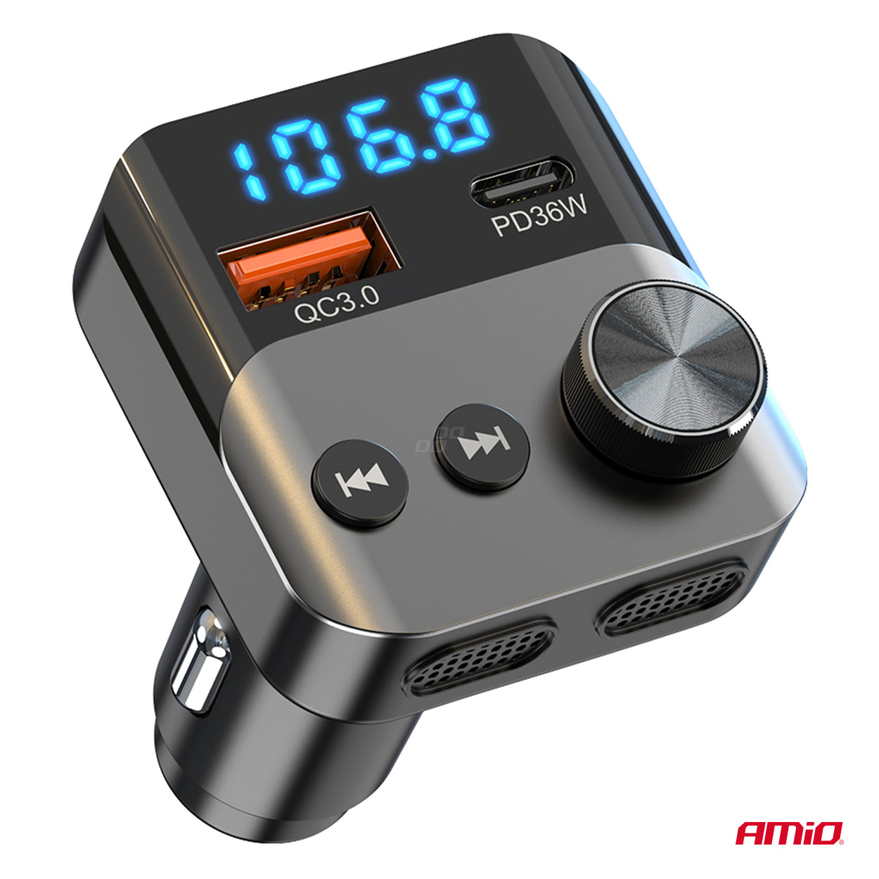 Εικόνα 9 από 10 — Amio – FM Transmitter Αναπτήρα τύπου FMT01 τάση λειτουργίας για Επιβατικά Αυτοκίνητα και Φορτηγά με 1xUSB Type-A και 1xUSB Type-C για Επιβατικά Αυτοκίνητα και Φορτηγά – 1 τεμ. (04647/AM)