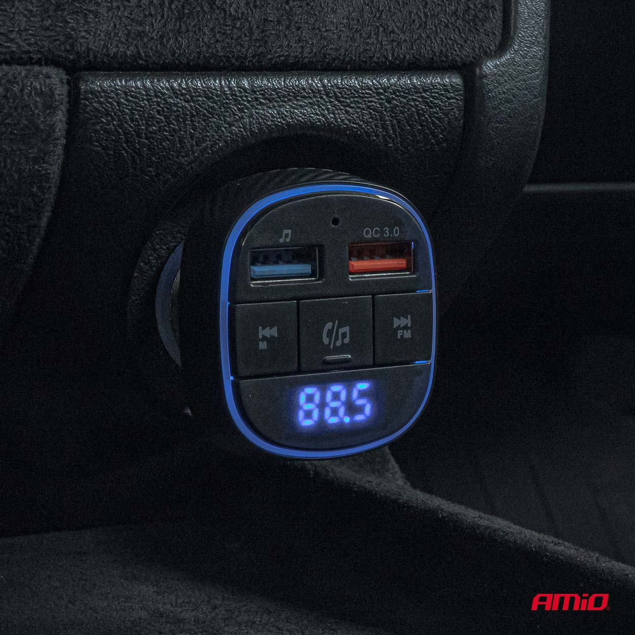 Εικόνα 2 από 12 — Amio – FM Transmitter Αναπτήρα τύπου FMT01 τάση λειτουργίας για Επιβατικά Αυτοκίνητα και Φορτηγά με 2xUSB Type-A για Επιβατικά Αυτοκίνητα και Φορτηγά – 1 τεμ. (04648/AM)