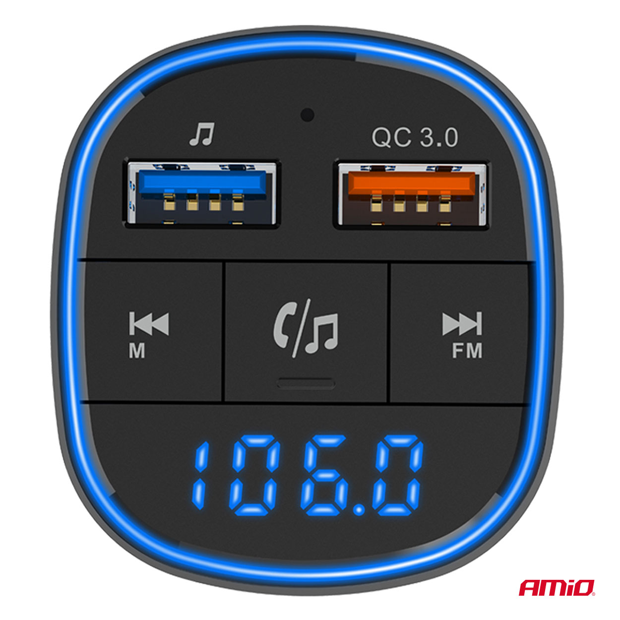 Εικόνα 6 από 12 — Amio – FM Transmitter Αναπτήρα τύπου FMT01 τάση λειτουργίας για Επιβατικά Αυτοκίνητα και Φορτηγά με 2xUSB Type-A για Επιβατικά Αυτοκίνητα και Φορτηγά – 1 τεμ. (04648/AM)