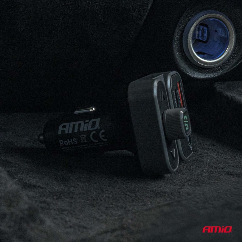 Εικόνα 4 από 9 — Amio – FM Transmitter Αναπτήρα τύπου FMT02 τάση λειτουργίας 12-24V με 2xUSB Type-A και 1xUSB Type-C για Επιβατικά Αυτοκίνητα και Φορτηγά – 1 τεμ. (04649/AM)