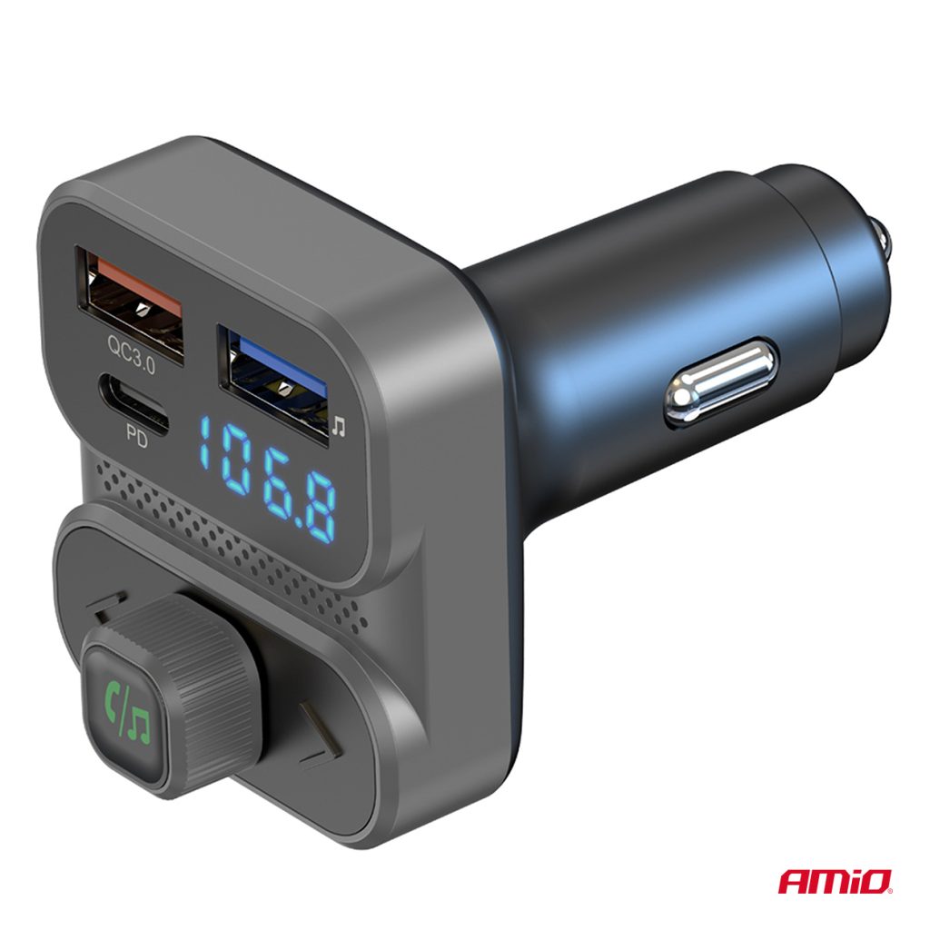 Εικόνα 7 από 9 — Amio – FM Transmitter Αναπτήρα τύπου FMT02 τάση λειτουργίας 12-24V με 2xUSB Type-A και 1xUSB Type-C για Επιβατικά Αυτοκίνητα και Φορτηγά – 1 τεμ. (04649/AM)