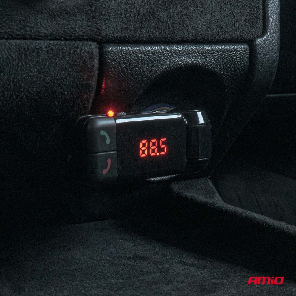 Εικόνα 3 από 9 — Amio – FM Transmitter Αναπτήρα τύπου FMT03 τάση λειτουργίας 12-24V με 2xUSB Type-A και Bluetooth για Επιβατικά Αυτοκίνητα και Φορτηγά – 1 τεμ. (04650/AM)
