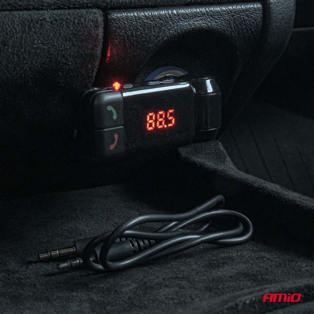 Εικόνα 4 από 9 — Amio – FM Transmitter Αναπτήρα τύπου FMT03 τάση λειτουργίας 12-24V με 2xUSB Type-A και Bluetooth για Επιβατικά Αυτοκίνητα και Φορτηγά – 1 τεμ. (04650/AM)
