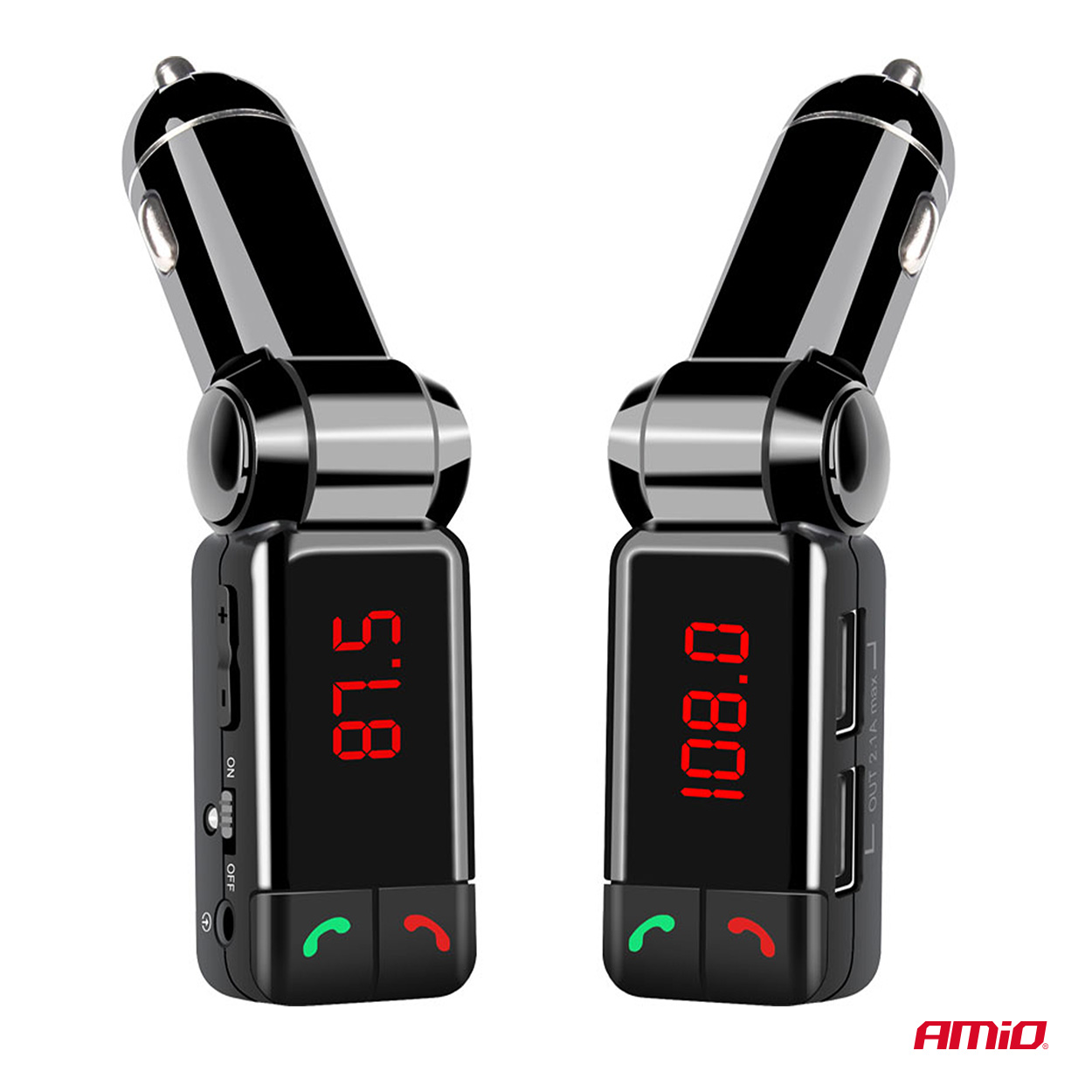 Εικόνα 6 από 9 — Amio – FM Transmitter Αναπτήρα τύπου FMT03 τάση λειτουργίας 12-24V με 2xUSB Type-A και Bluetooth για Επιβατικά Αυτοκίνητα και Φορτηγά – 1 τεμ. (04650/AM)