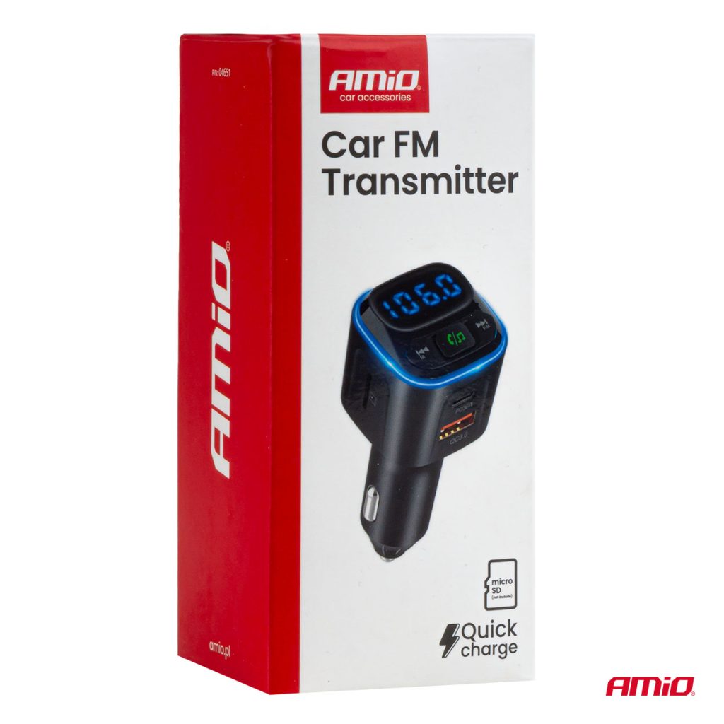 Εικόνα 11 από 11 — Amio – FM Transmitter Αυτοκινήτου 12/24V με 1xUSB Type-A και 2xUSB Type-C – 1 τεμ. (04651/AM)