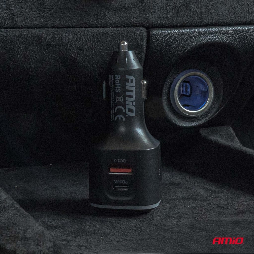 Εικόνα 4 από 11 — Amio – FM Transmitter Αυτοκινήτου 12/24V με 1xUSB Type-A και 2xUSB Type-C – 1 τεμ. (04651/AM)