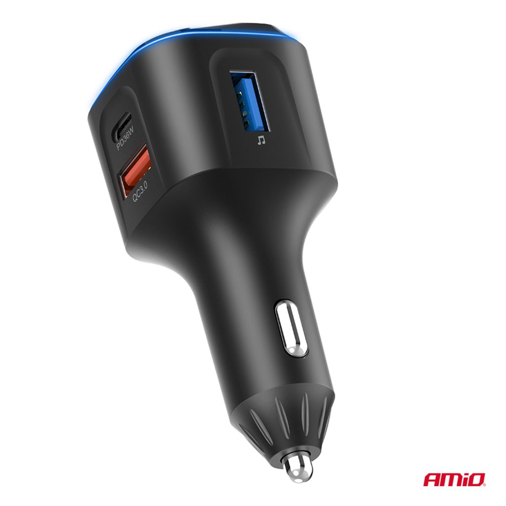 Εικόνα 6 από 11 — Amio – FM Transmitter Αυτοκινήτου 12/24V με 1xUSB Type-A και 2xUSB Type-C – 1 τεμ. (04651/AM)