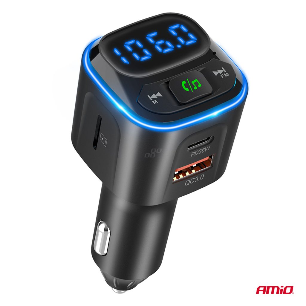 Εικόνα 10 από 11 — Amio – FM Transmitter Αυτοκινήτου 12/24V με 1xUSB Type-A και 2xUSB Type-C – 1 τεμ. (04651/AM)