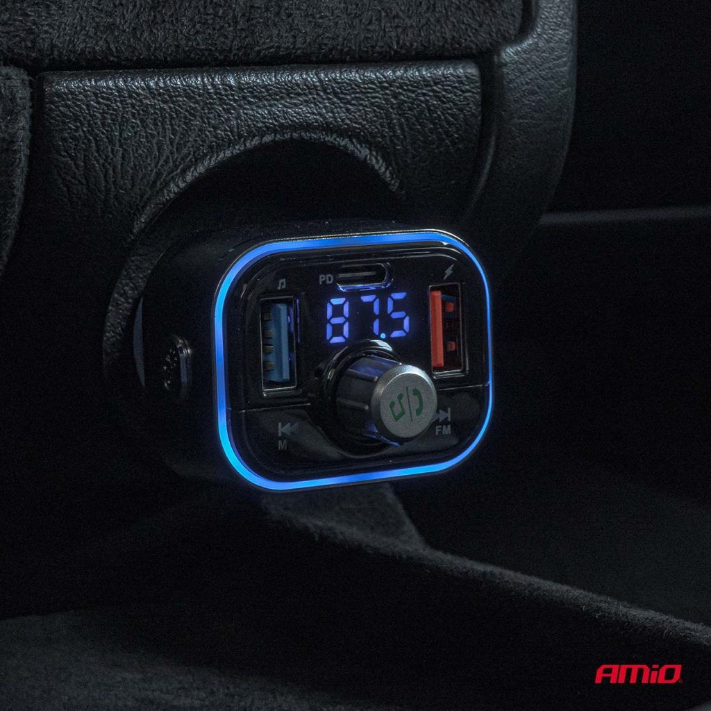 Εικόνα 2 από 11 — Amio – FM Transmitter Αυτοκινήτου 12/24V με 1xUSB Type-C και Υποδοχή microSD – 1 τεμ. (04652/AM)