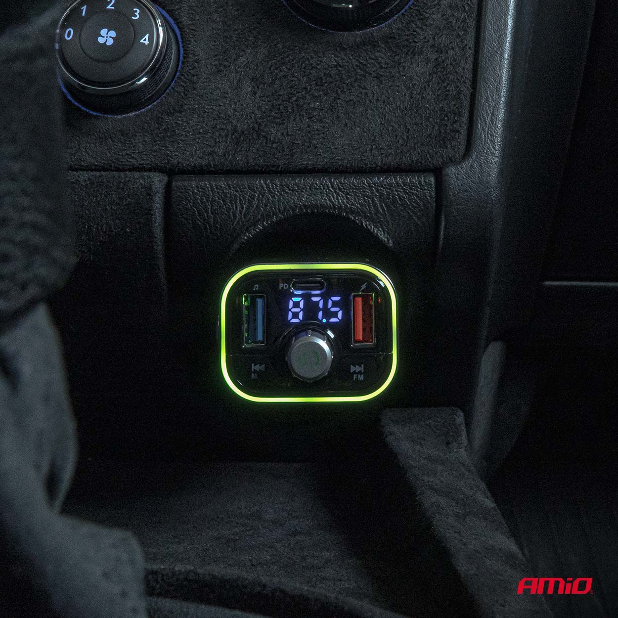 Εικόνα 3 από 11 — Amio – FM Transmitter Αυτοκινήτου 12/24V με 1xUSB Type-C και Υποδοχή microSD – 1 τεμ. (04652/AM)
