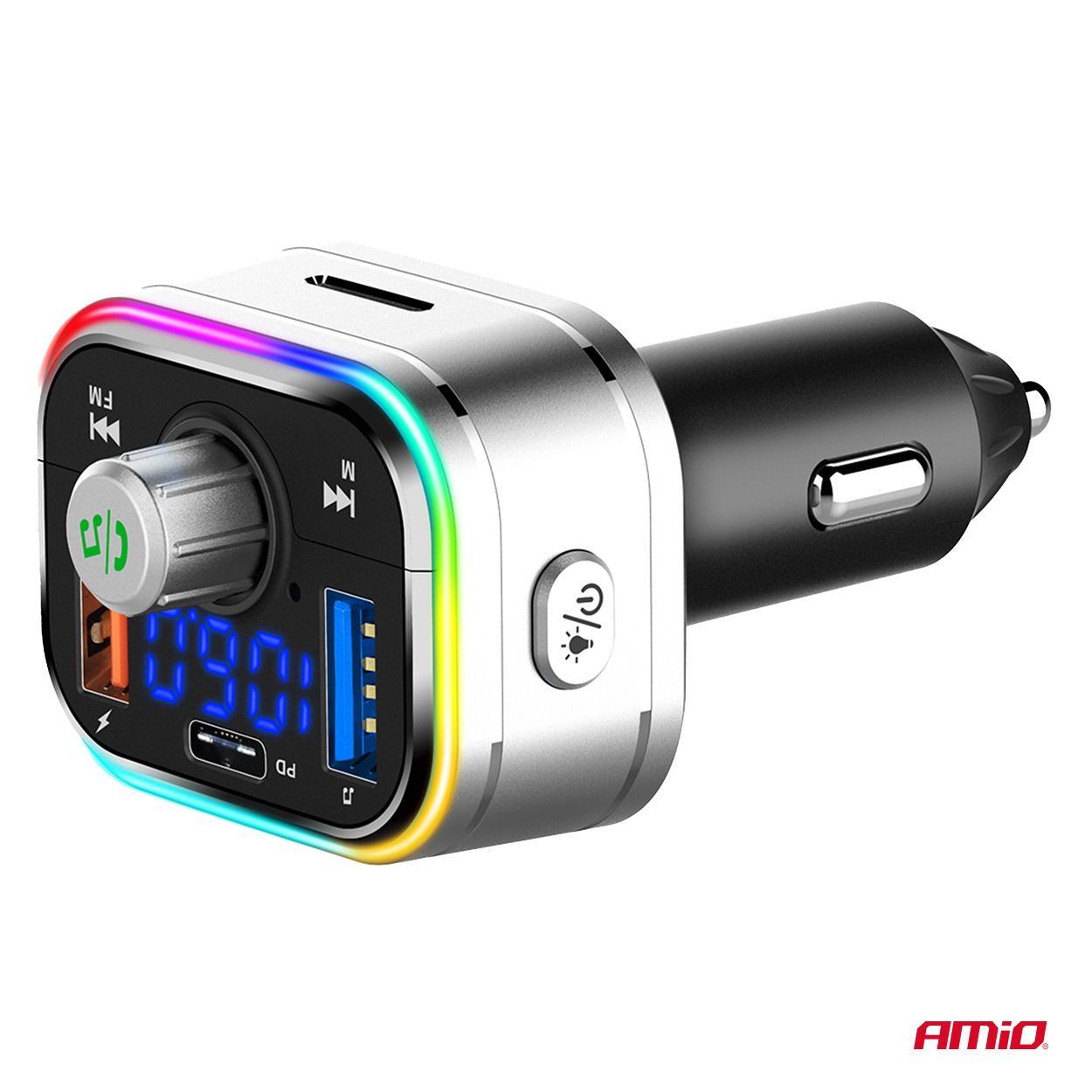 Εικόνα 6 από 11 — Amio – FM Transmitter Αυτοκινήτου 12/24V με 1xUSB Type-C και Υποδοχή microSD – 1 τεμ. (04652/AM)