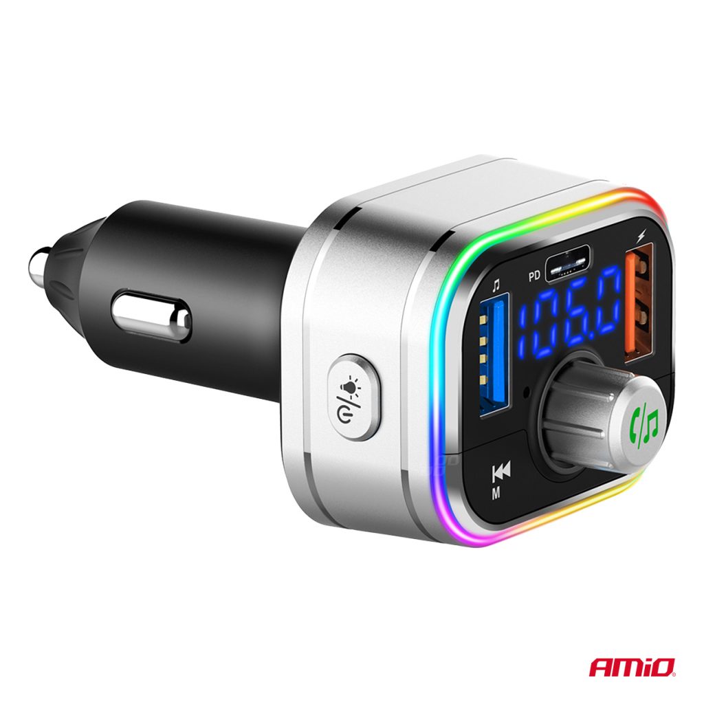 Εικόνα 7 από 11 — Amio – FM Transmitter Αυτοκινήτου 12/24V με 1xUSB Type-C και Υποδοχή microSD – 1 τεμ. (04652/AM)