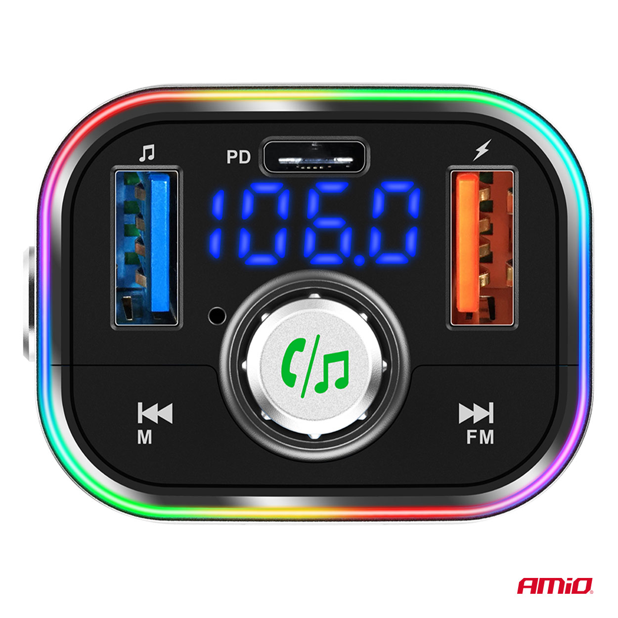 Εικόνα 10 από 11 — Amio – FM Transmitter Αυτοκινήτου 12/24V με 1xUSB Type-C και Υποδοχή microSD – 1 τεμ. (04652/AM)