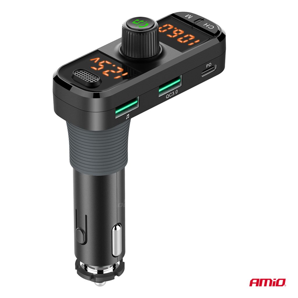 Εικόνα 7 από 9 — Amio – FM Transmitter Αναπτήρα τύπου FMT06 τάση λειτουργίας 12-24V με 2xUSB Type-A, 1xUSB Type-C και υποδοχή microSD για Επιβατικά Αυτοκίνητα και Φορτηγά – 1 τεμ. (04653/AM)