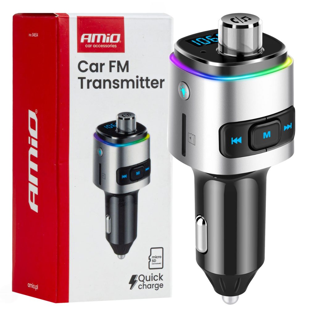 Εικόνα 1 από 14 — Amio – FM Transmitter Αυτοκινήτου 12/24V με 2xUSB Type-A και Υποδοχή microSD – 1 τεμ. (04654/AM)
