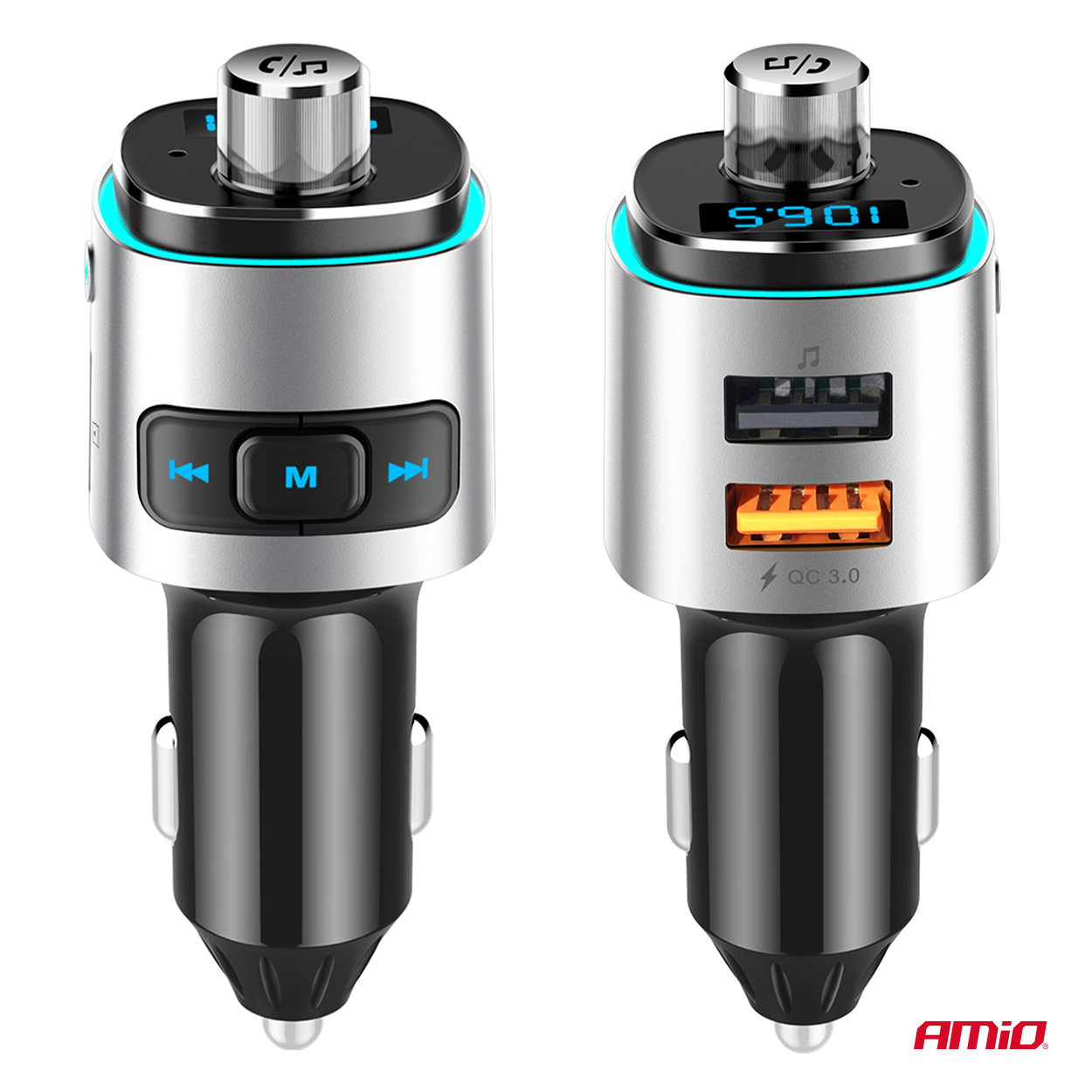 Εικόνα 12 από 14 — Amio – FM Transmitter Αυτοκινήτου 12/24V με 2xUSB Type-A και Υποδοχή microSD – 1 τεμ. (04654/AM)