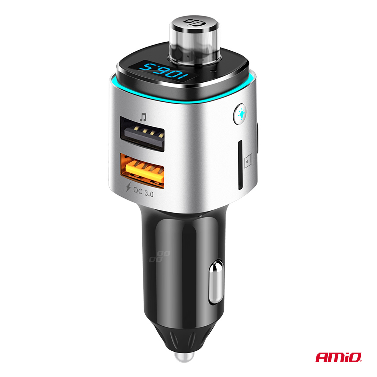Εικόνα 13 από 14 — Amio – FM Transmitter Αυτοκινήτου 12/24V με 2xUSB Type-A και Υποδοχή microSD – 1 τεμ. (04654/AM)