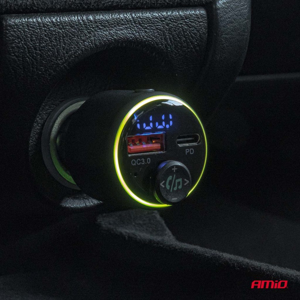 Εικόνα 2 από 11 — Amio – FM Transmitter Αυτοκινήτου 12/24V με 1xUSB Type-A και 1xUSB Type-C – 1 τεμ. (04655/AM)