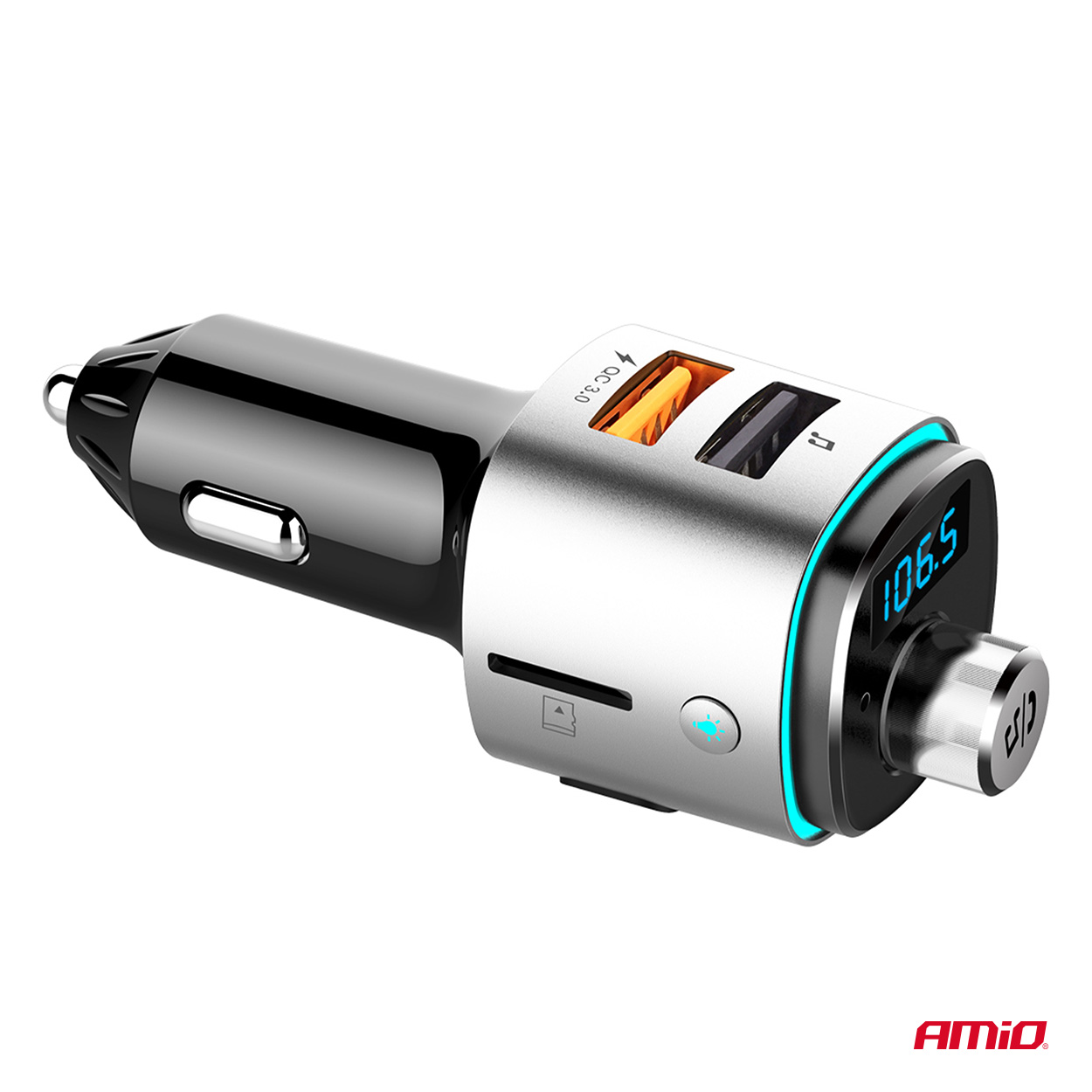 Εικόνα 5 από 14 — Amio – FM Transmitter Αυτοκινήτου 12/24V με 2xUSB Type-A και Υποδοχή microSD – 1 τεμ. (04654/AM)